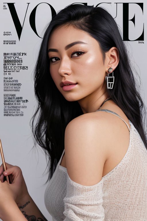 photo of (ralibl-1500:0.99), ((septum ring)), a woman on the (cover of the vogue magazine), modelshoot style, (extremely d...